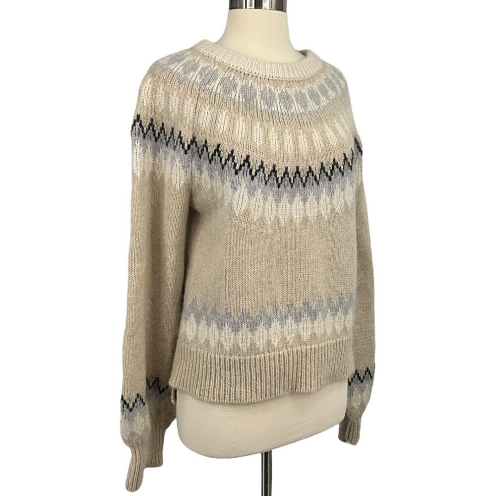 Basin + Range Fair Isle Sweater Size S Balloon Sleeve Wool Mohair Blend Knit - Picture 6 of 9